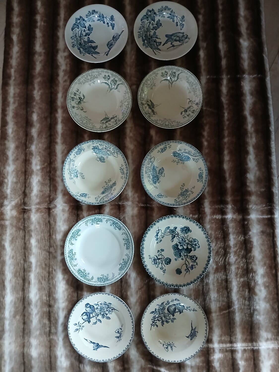 10 antique deep plates in ironstone