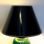Green lacquered porcelain table lamp, Italy 70s