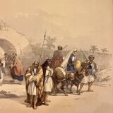 Old lithograph Fountain of the Virgin, Nazareth after David Roberts 20th century