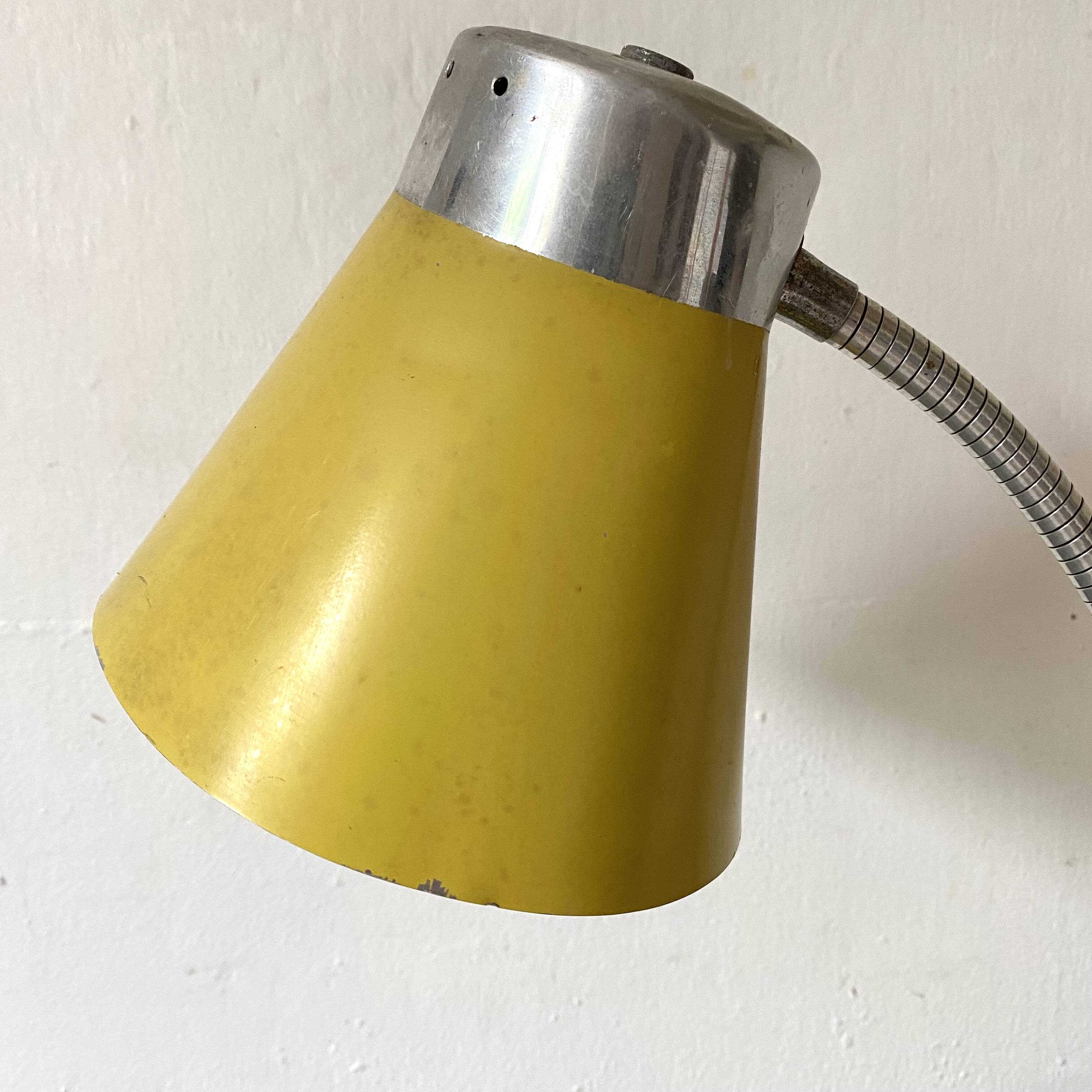 Yellow metal desk lamp, 1950s-1960s