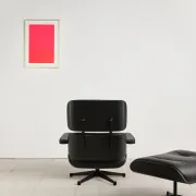 Lounge Chair and ottoman in black leather by Charles & Ray Eames, Vitra