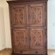 18th-century carved wardrobe, 4 doors, oak/cherry wood