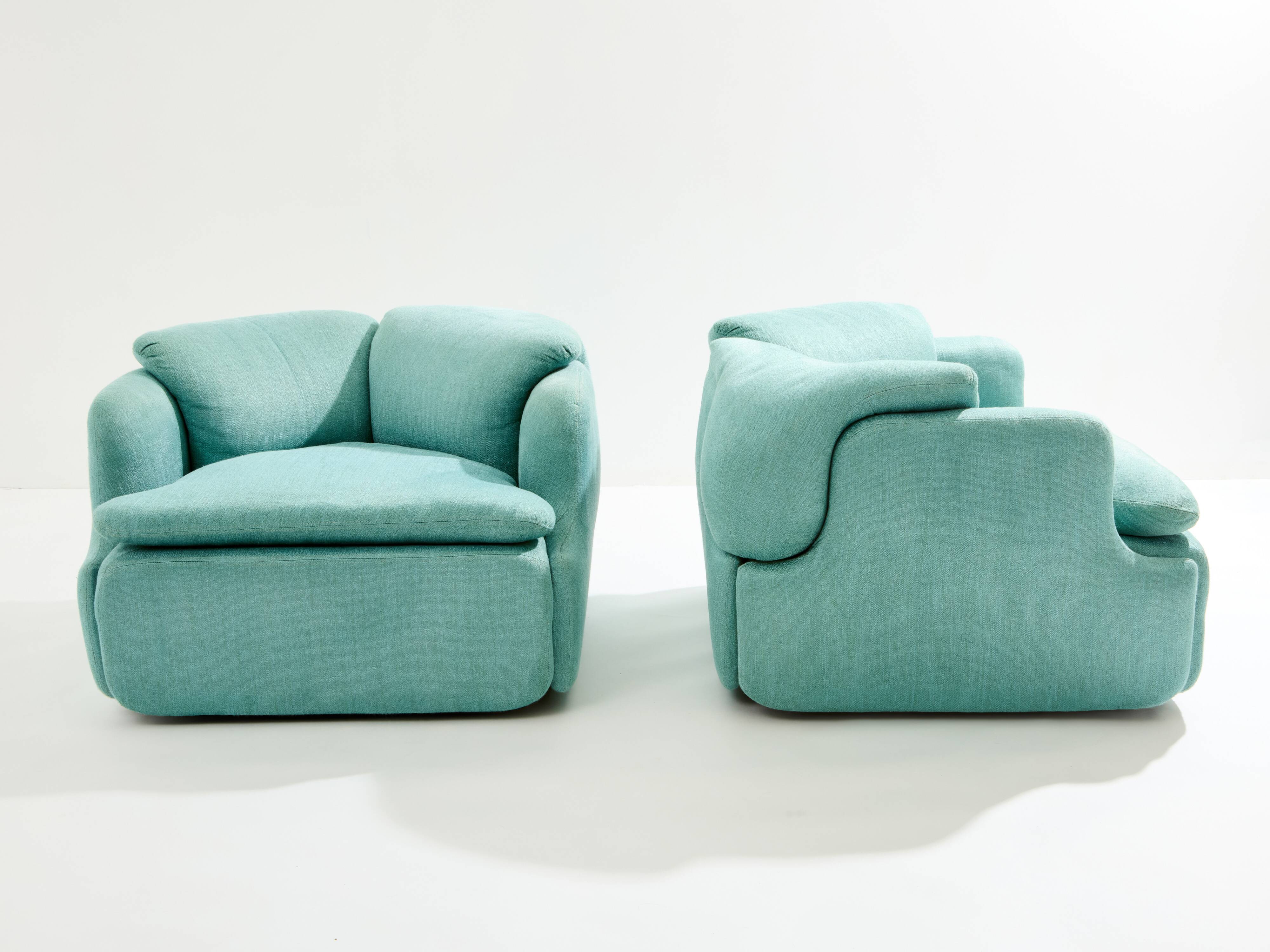 Pair of Confidential armchairs by Alberto Rosselli for Saporiti 1970