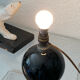 Lampe sphérique, verre opalin noir, Art Déco