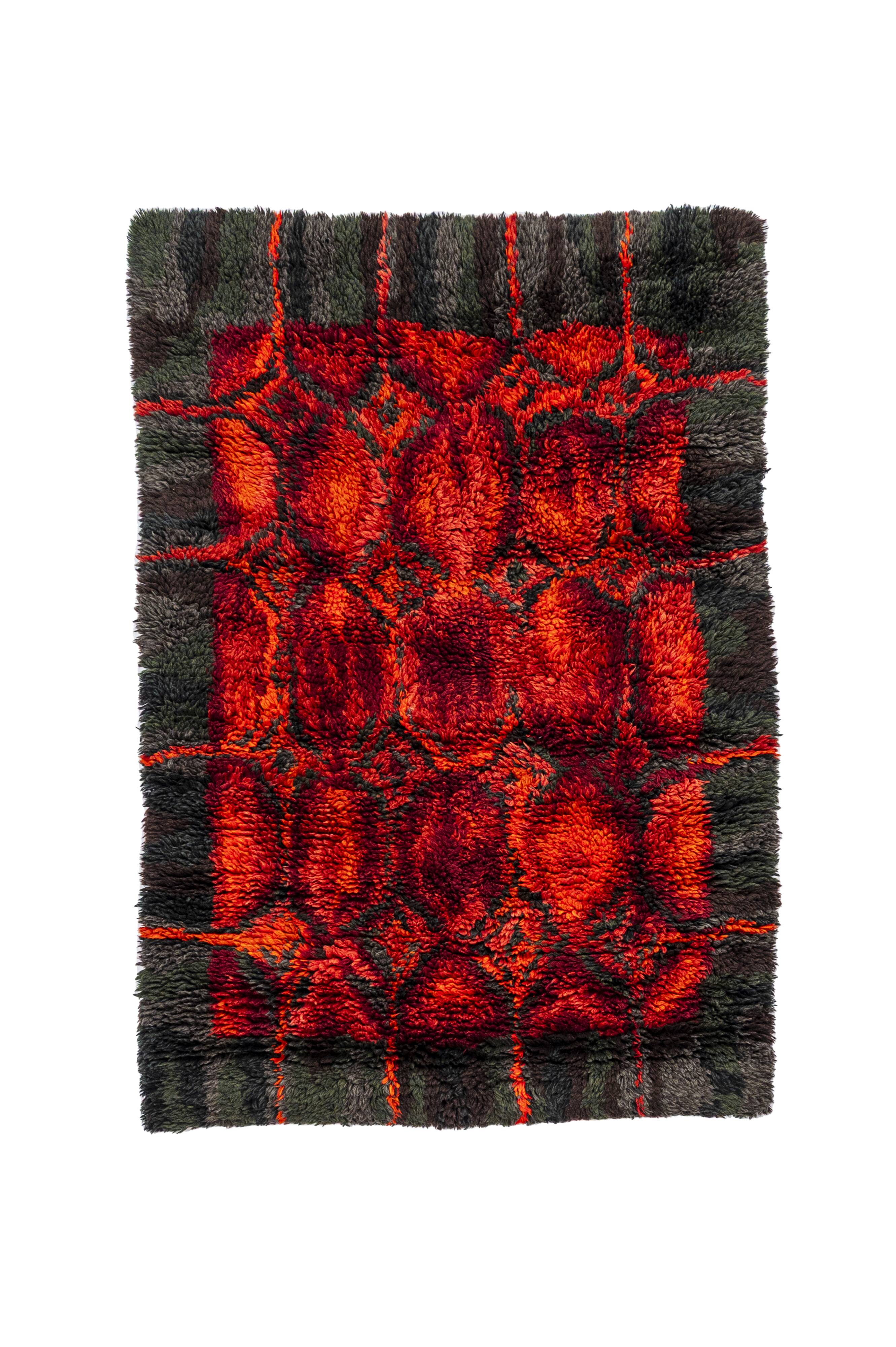 Tapis ryijy moderne scandinave du XXe siècle par Helena Koskivaara. 160X109