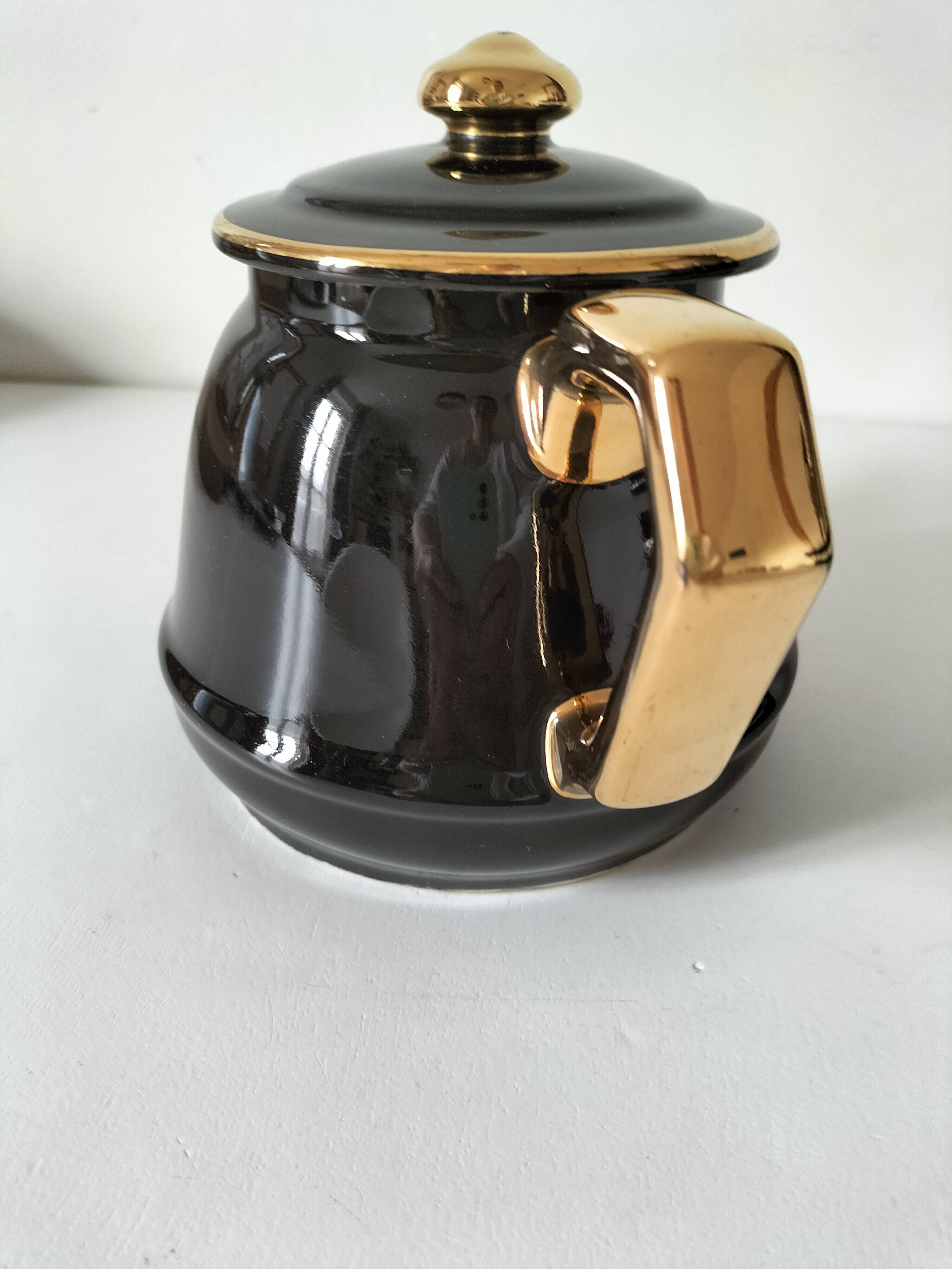 Vintage black and gold teapot RIO – Art Deco style