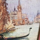 Watercolor painting "Gondola in Venice" by Alfred Justin Blondeau (XIXth).