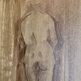 Tableau signé aquarelle monochrome nu féminin « étude de dos »