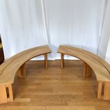 Curved half-moon bench, dlg by PIERRE CHAPO, 80s design - 2 available