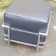 1980 leather and chrome metal pouf