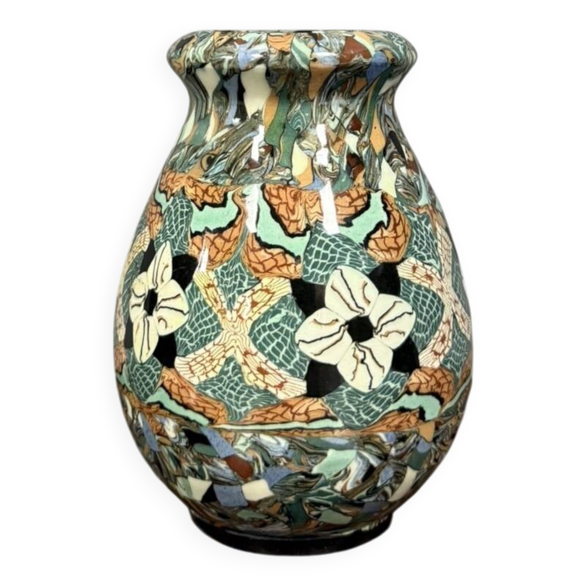 Jean Gerbino in Vallauris: enameled mosaic vase from the Art Nouveau period