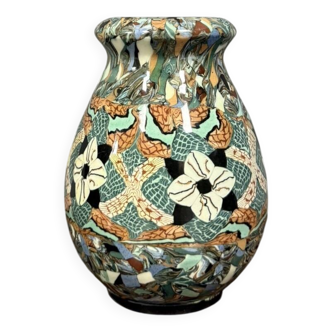 Jean Gerbino à Vallauris: vase en mosaïque émaillée époque Art Nouveau