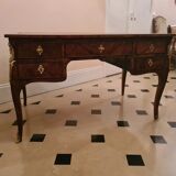 Louis XV period walnut and veneer flat desk