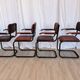 Set of 4 Vintage Quilted Leather Dining Chairs: Black Metal Base