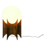 Vintage globe lampshade with sculptural wooden base