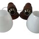 Ensemble d'applique murale support bois et globe opaline blanche vintage