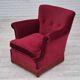 Chaise longue danoise des années 1970, état d'origine, tissu velours rouge cerise.