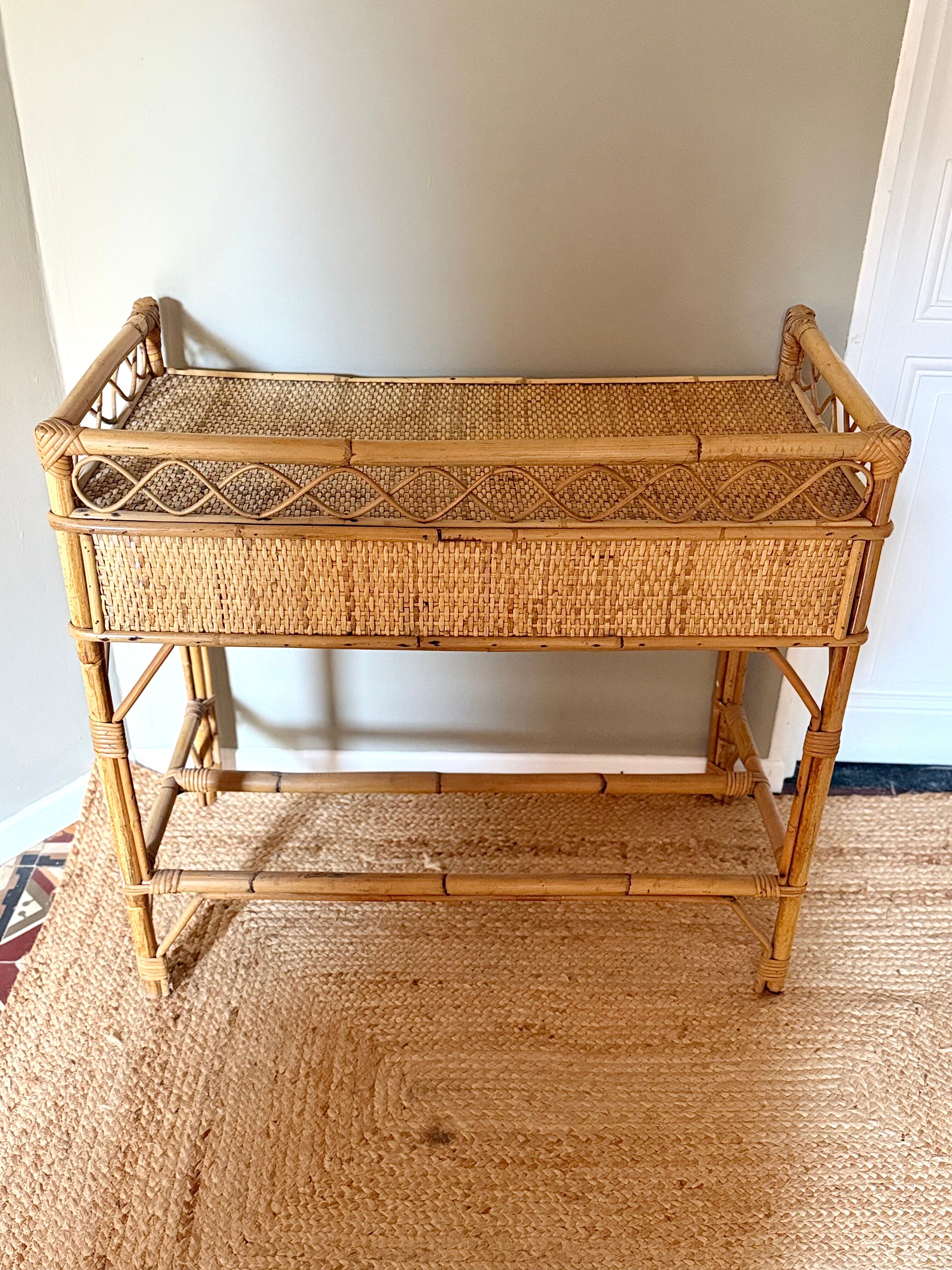 Vintage bamboo and rattan desk