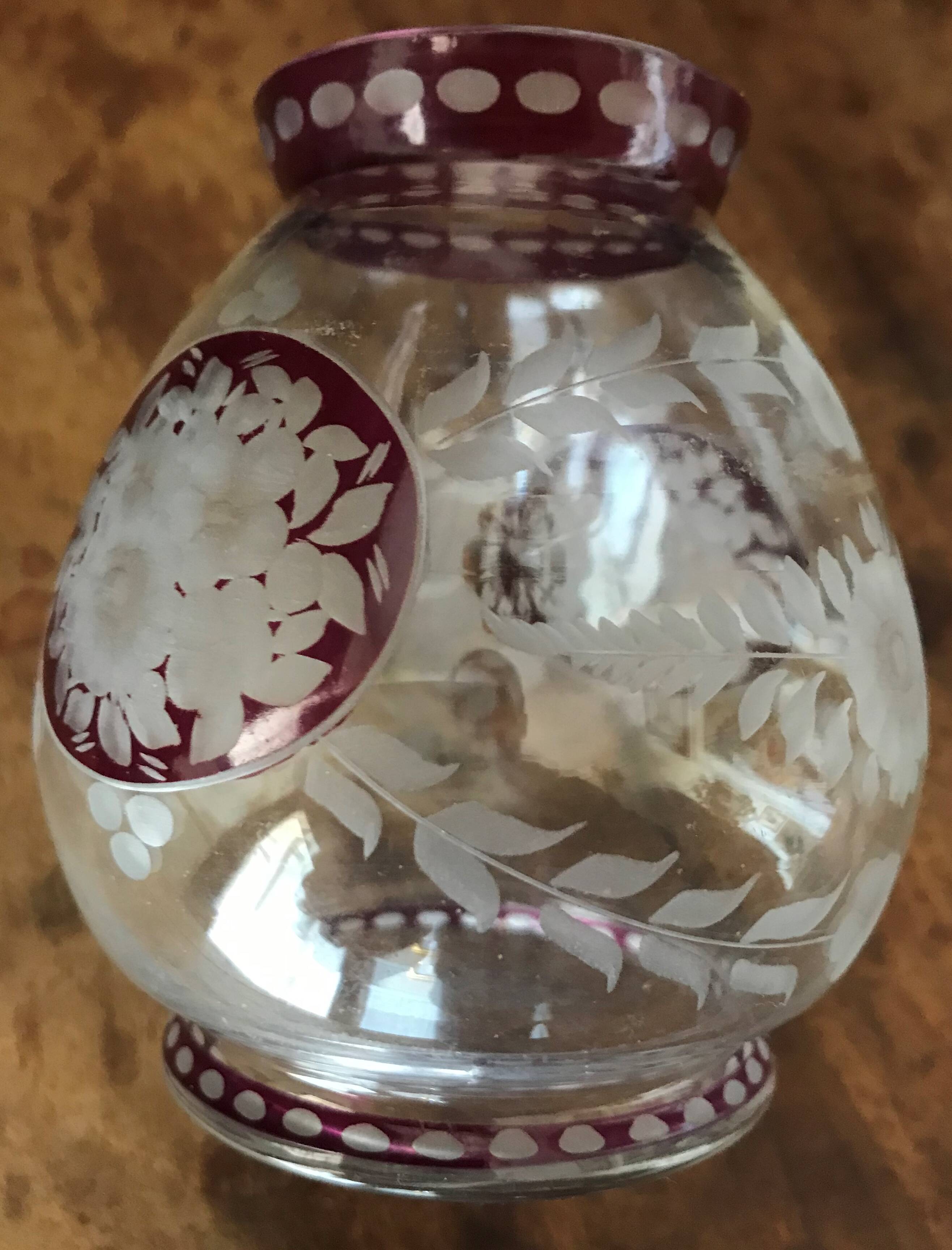 small carved crystal vase.