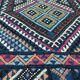Tapis bleu à motifs multicolores tissés mains en laine naturelle