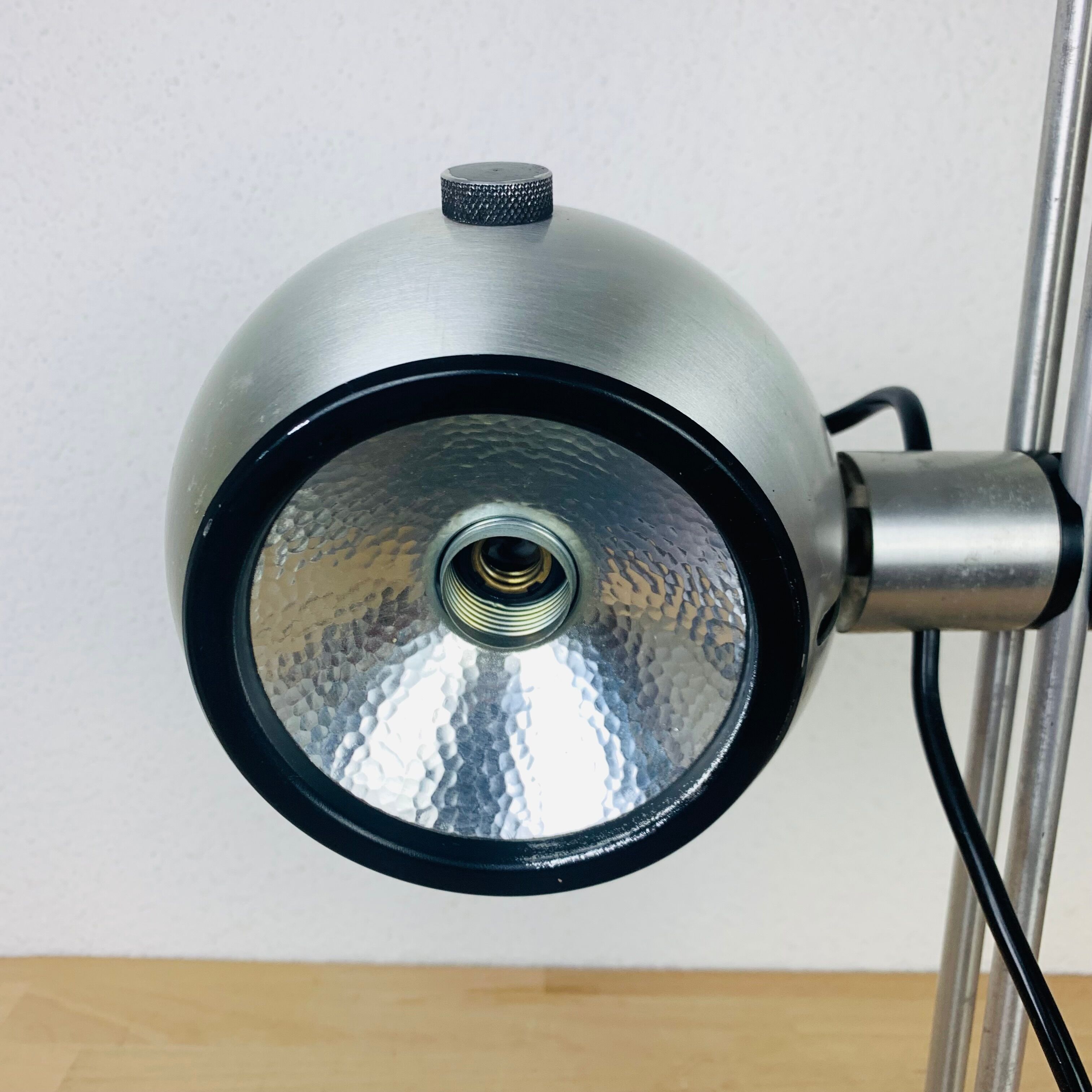 Spot lamp eyeball brushed aluminum 70s