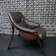 Brutalist brown Leather low Lounge Chair, Norway 1970s