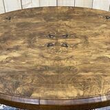 Guéridon anglais fin XIXème en placage de noyer, d'ébène et de buis