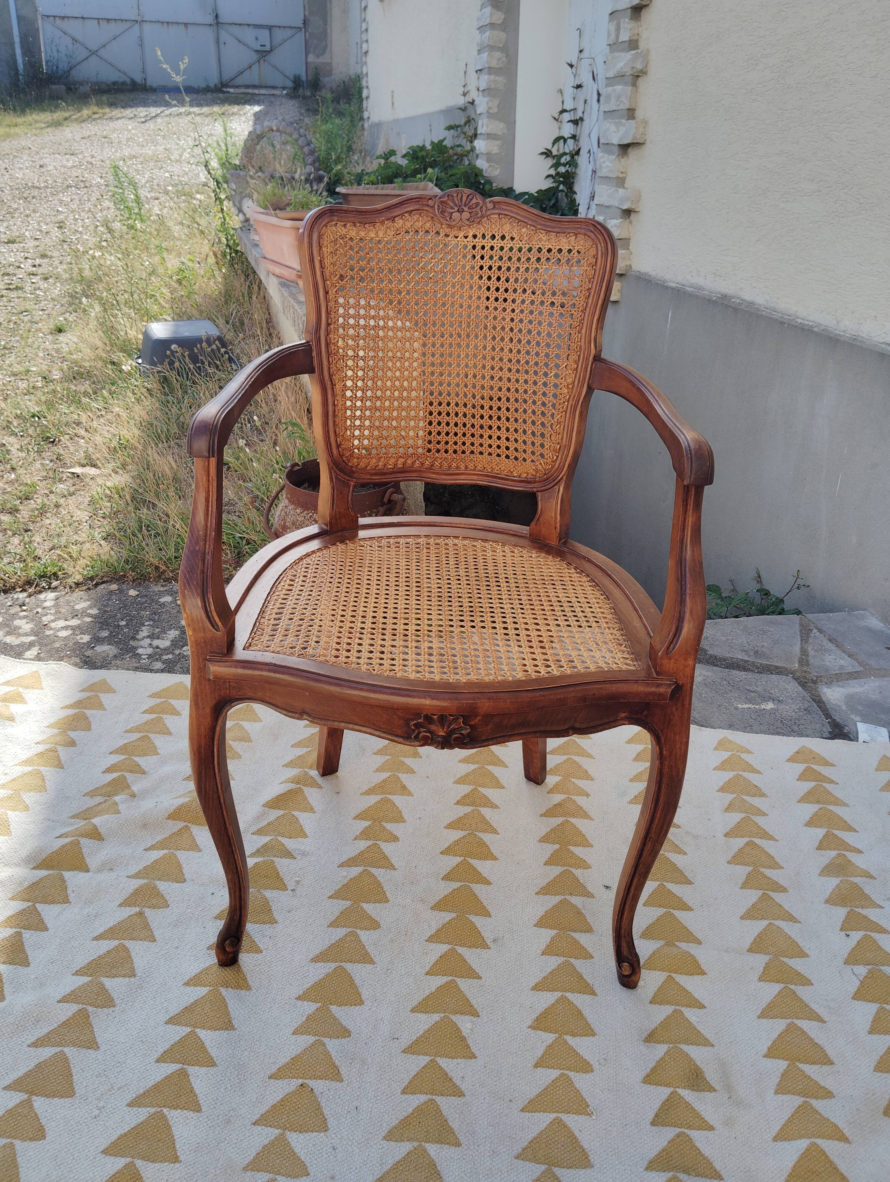 Louis XV caned armchair
