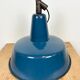 Industrial blue enamel factory lamp with cast iron top, 1960s