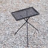 Side table in black perforated metal rigitulle from the 50s