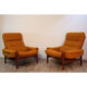 Pair of Scandinavian armchairs in teak and fabric 1960