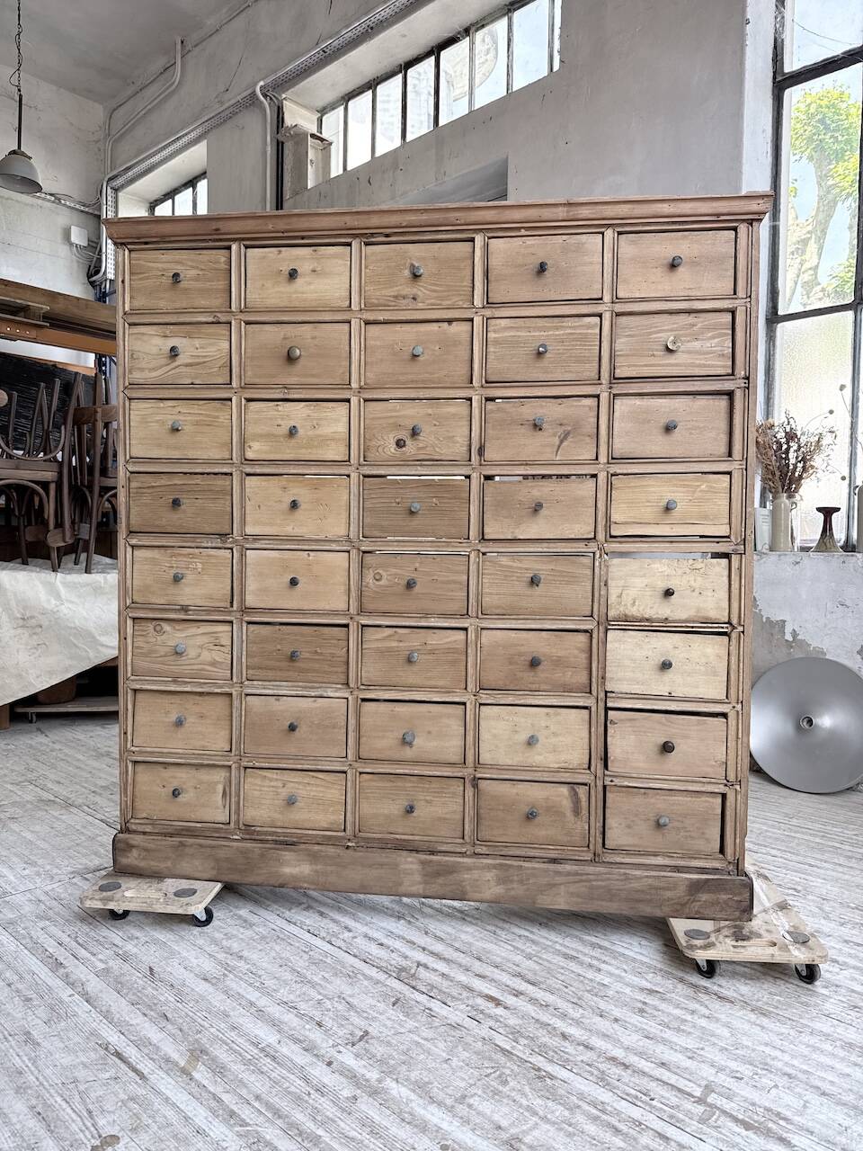 XL 1950 pine workshop cabinet with drawers