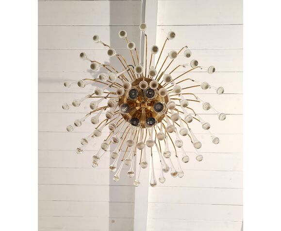 Murano Glass Teardrop Chandelier Italian Mid Century Modern Design 1960s Selency Murano Glass Teardrop Chandelier, Glass Teardrop Sputnik Chandelier