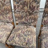 6 Louis XIV chairs made of solid wood with sheep bone and 19th-century floral fabric.