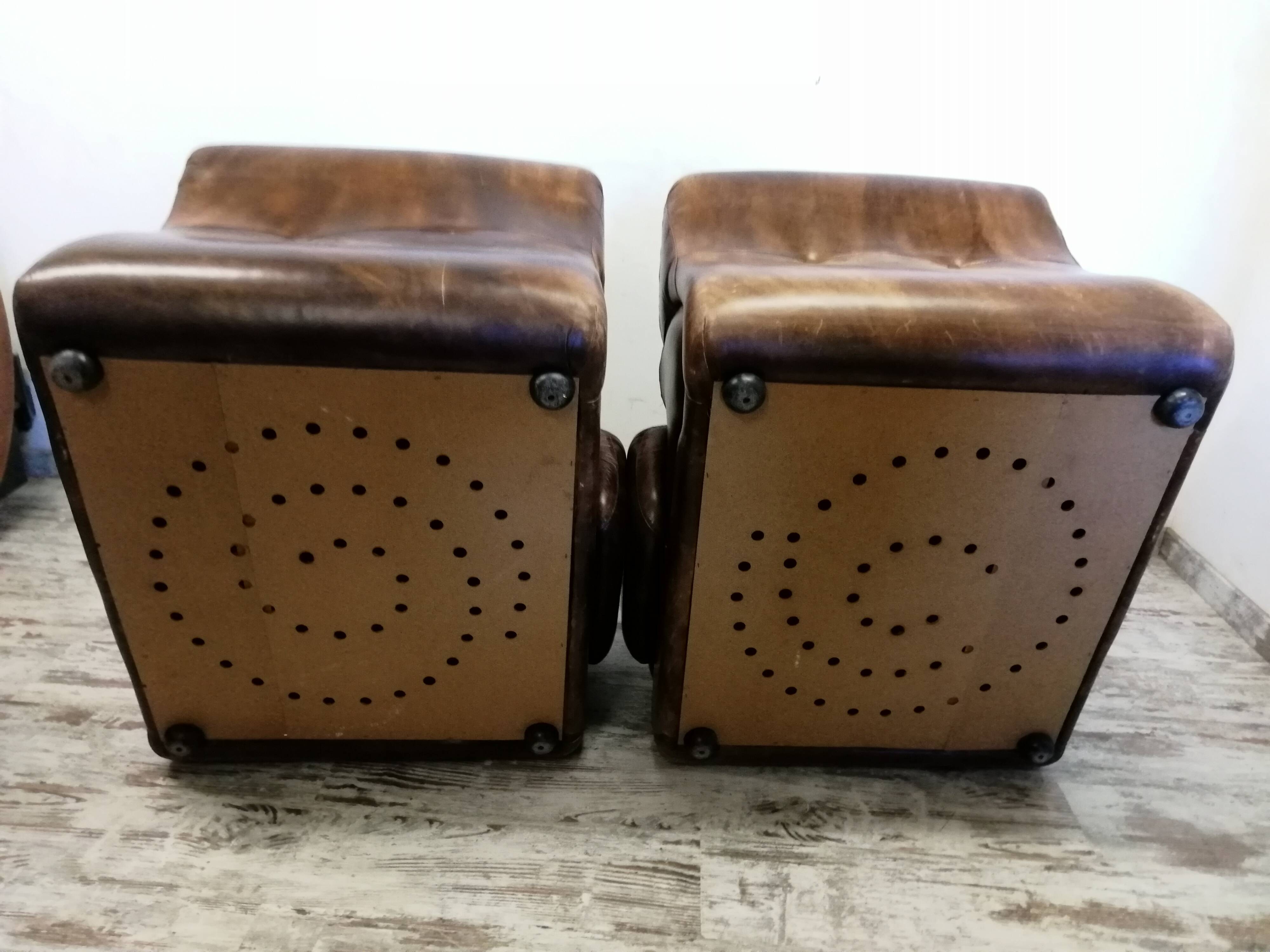 Vintage brown leather sofa 2 modules