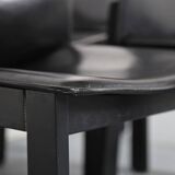 Lot de 6 chaises de salle à manger en bois et cuir noir