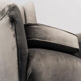 Winged armchair velvet 50s vintage