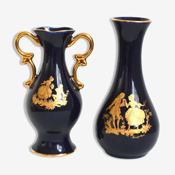 Duo de vases en porcelaine Limoges Castel