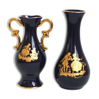 Duo of porcelain vases Limoges Castel