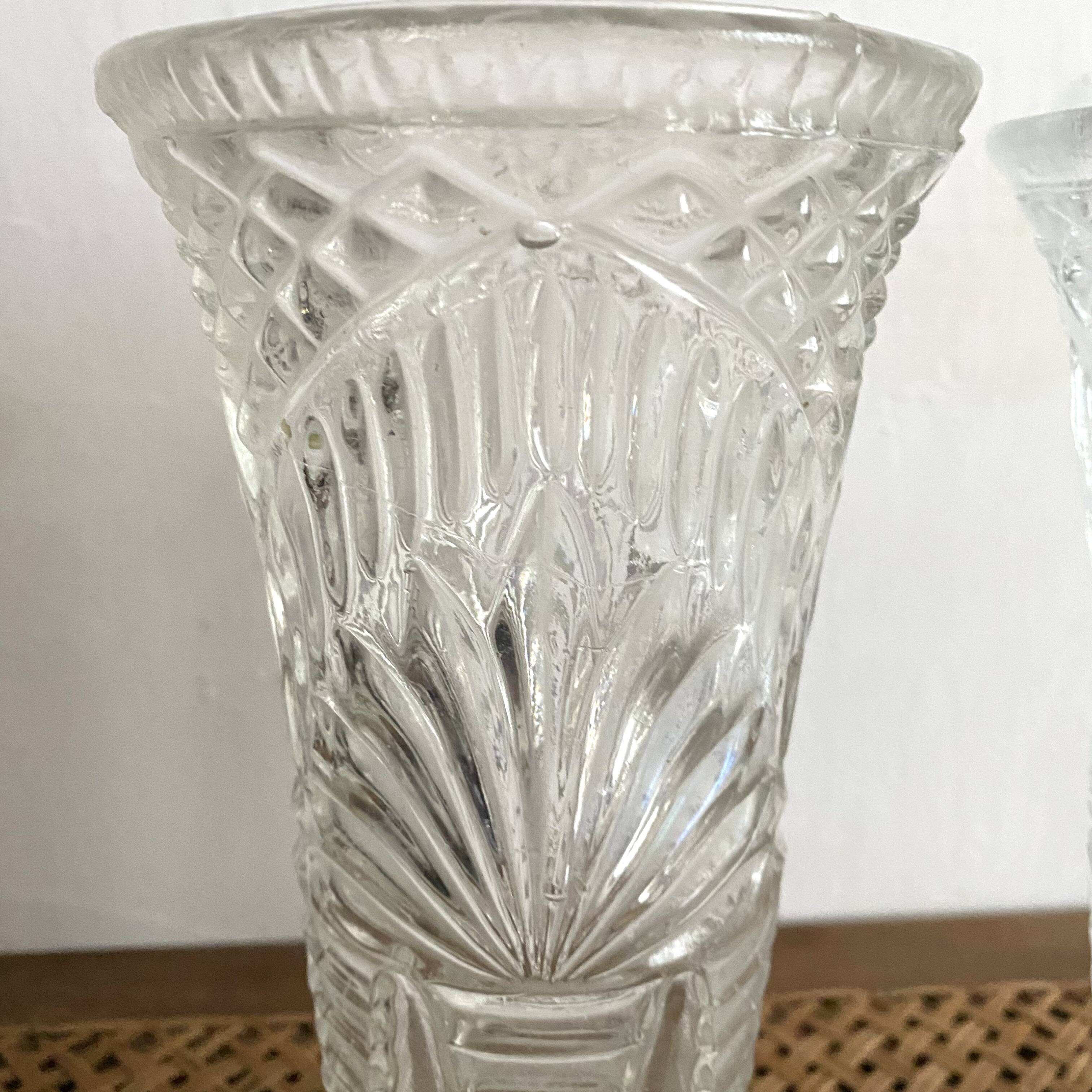 Pair of vintage molded glass vases