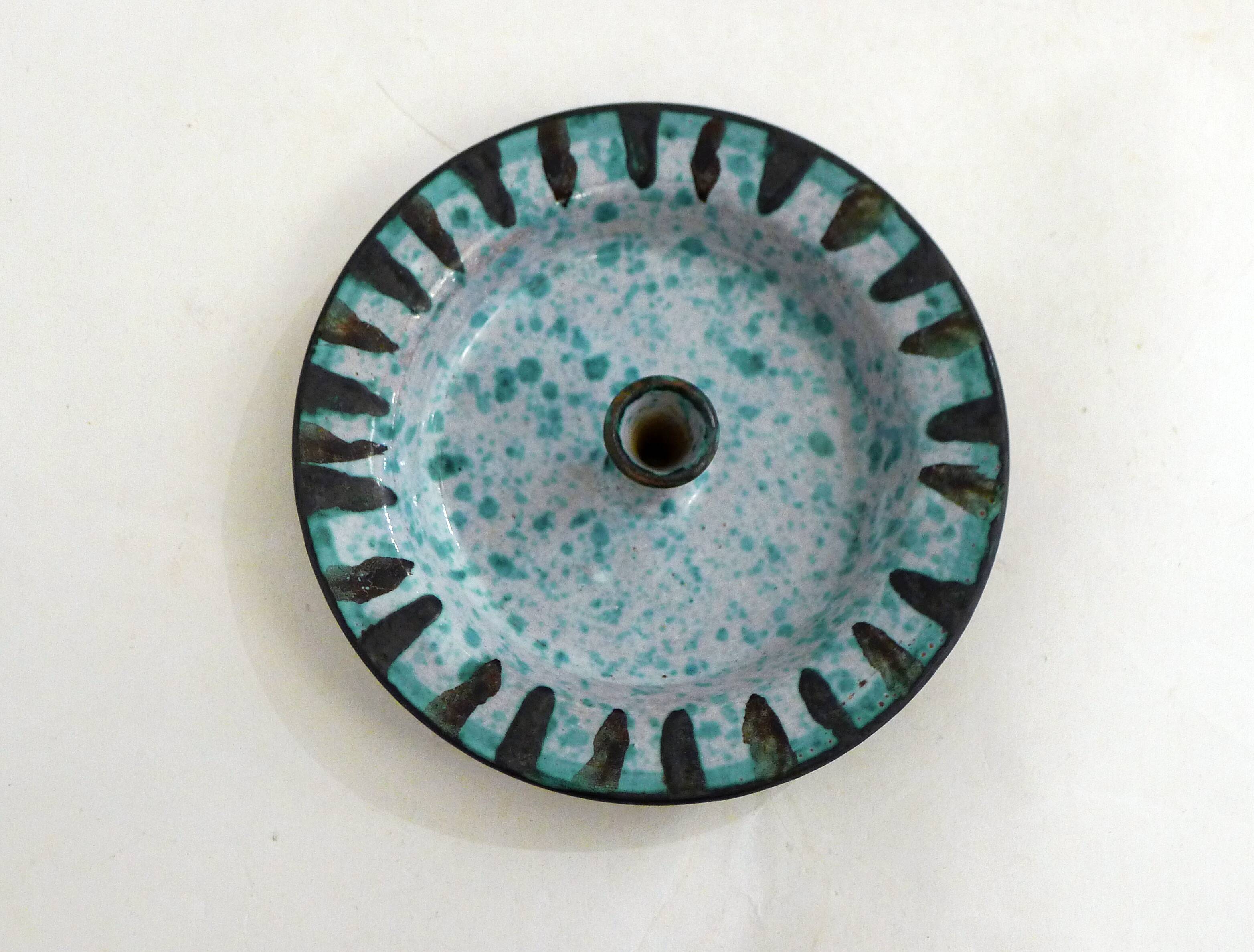 Midcentury speckled candle holder