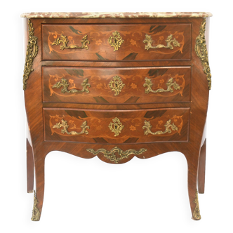 Louis XV style chest of drawers in flower marquetry