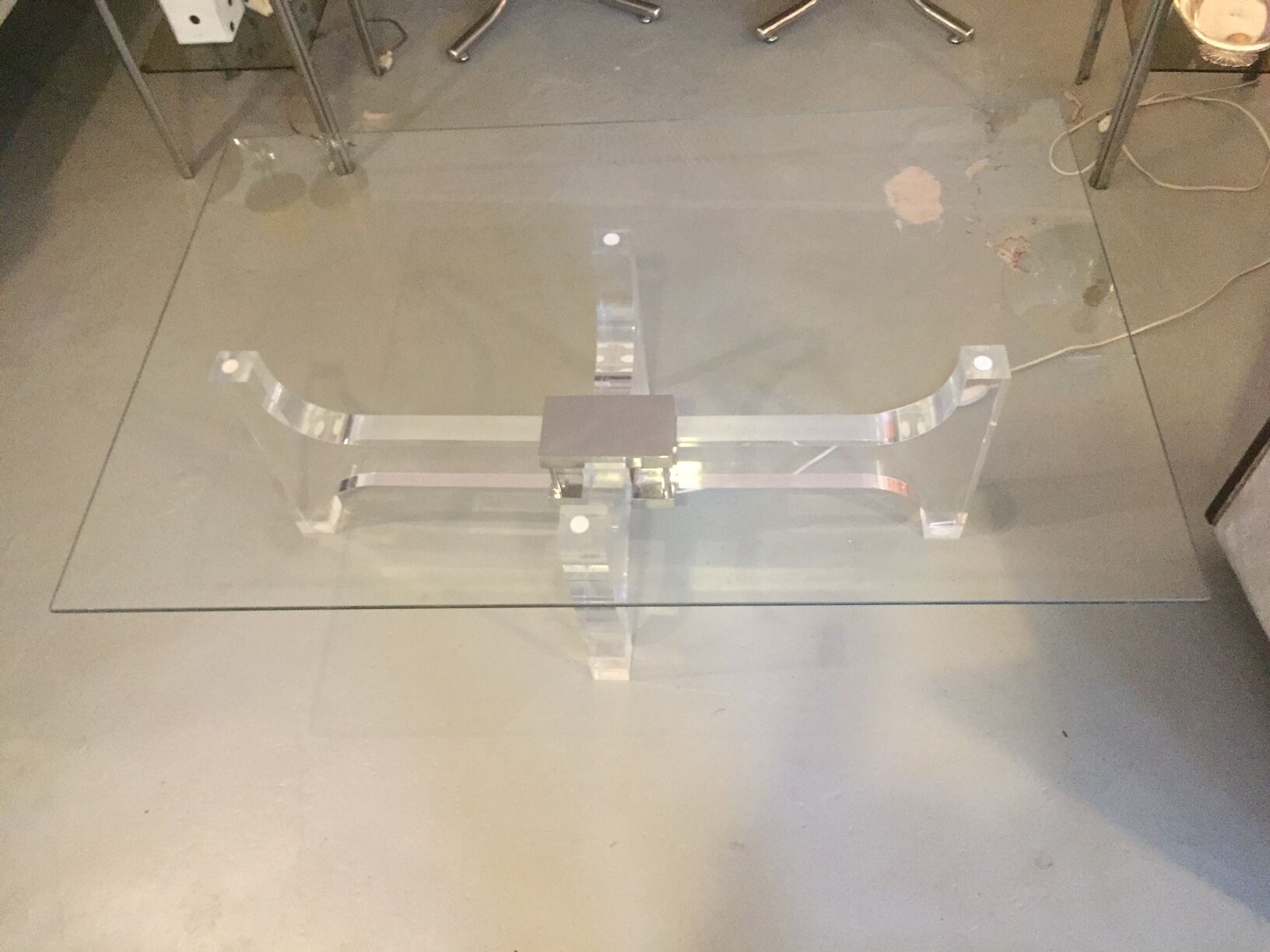 Light of the 1970s glass coffee table