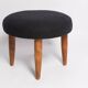 Vintage black wool stool from the mid-century, Denmark, 1960.