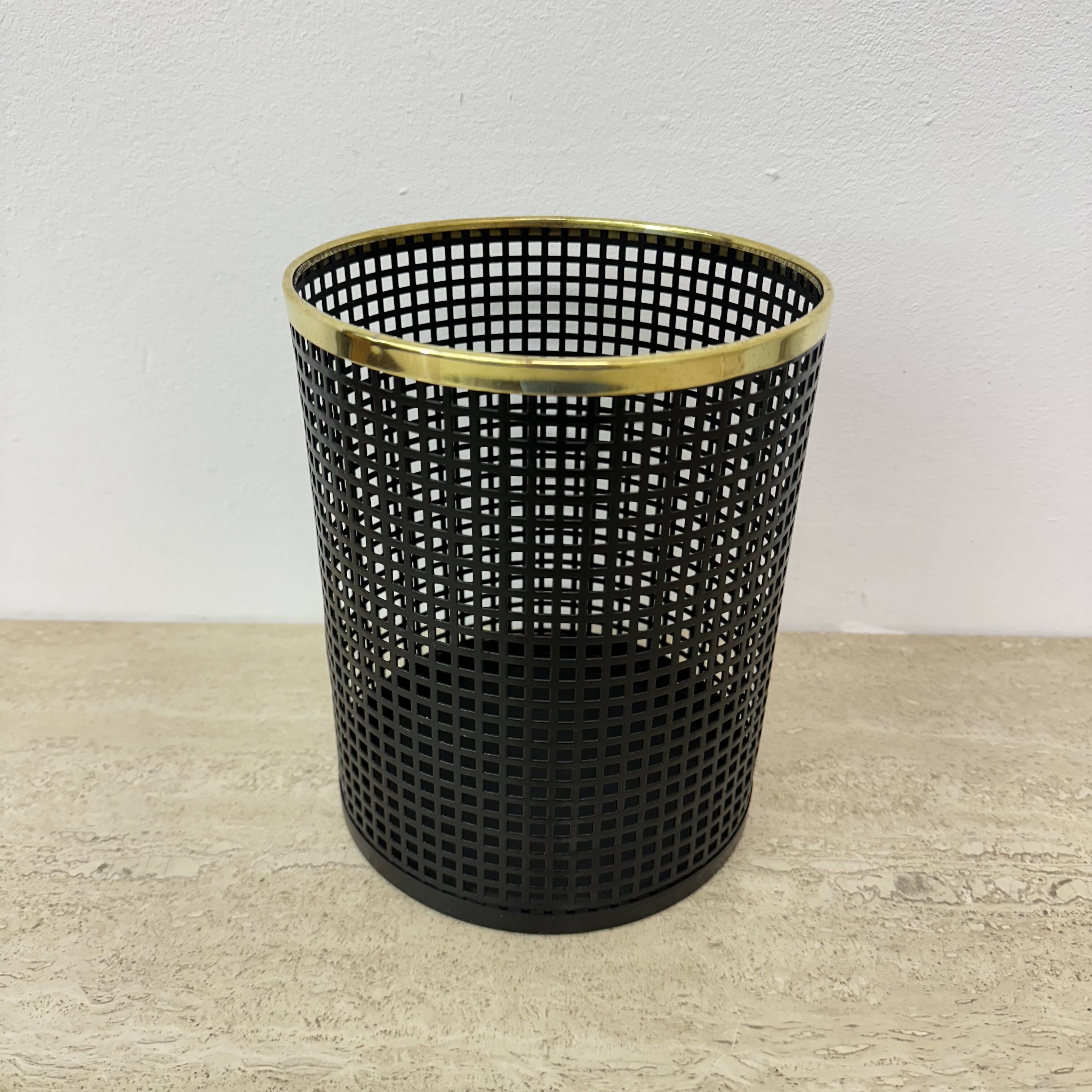 Mid century design perforated metal basket / bin , 1970s