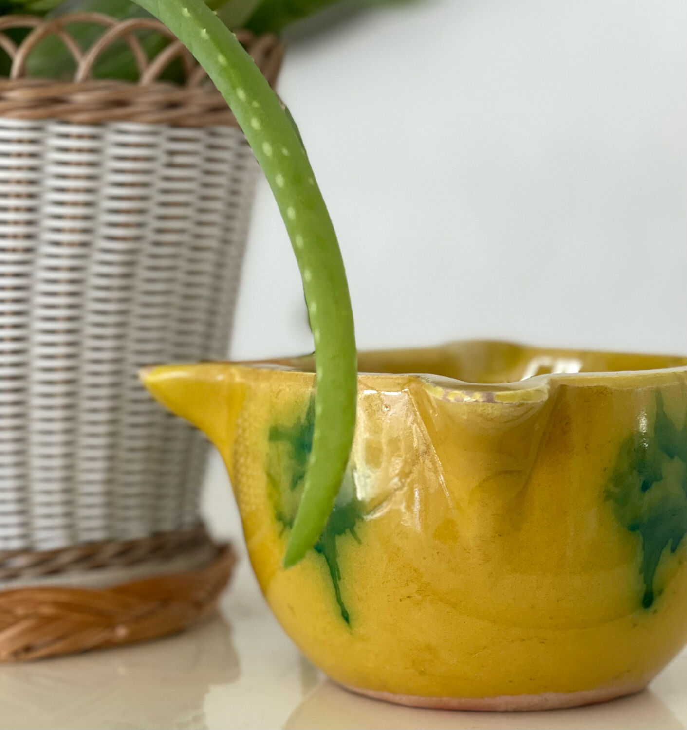 Vintage glazed stoneware mortar