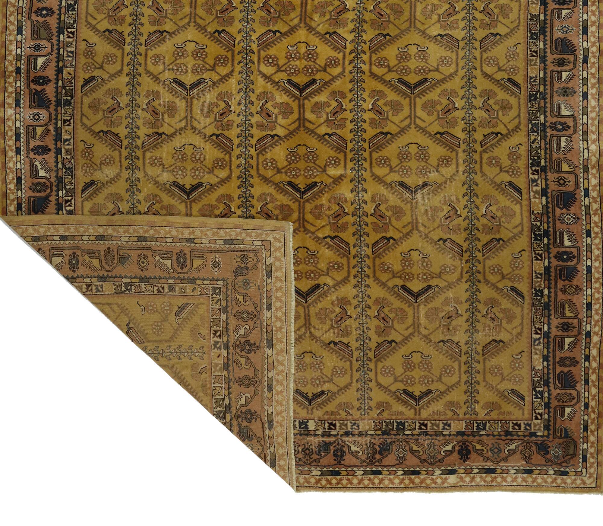 Large Vintage Oushak Rug Beige Brown 330 x 249 cm