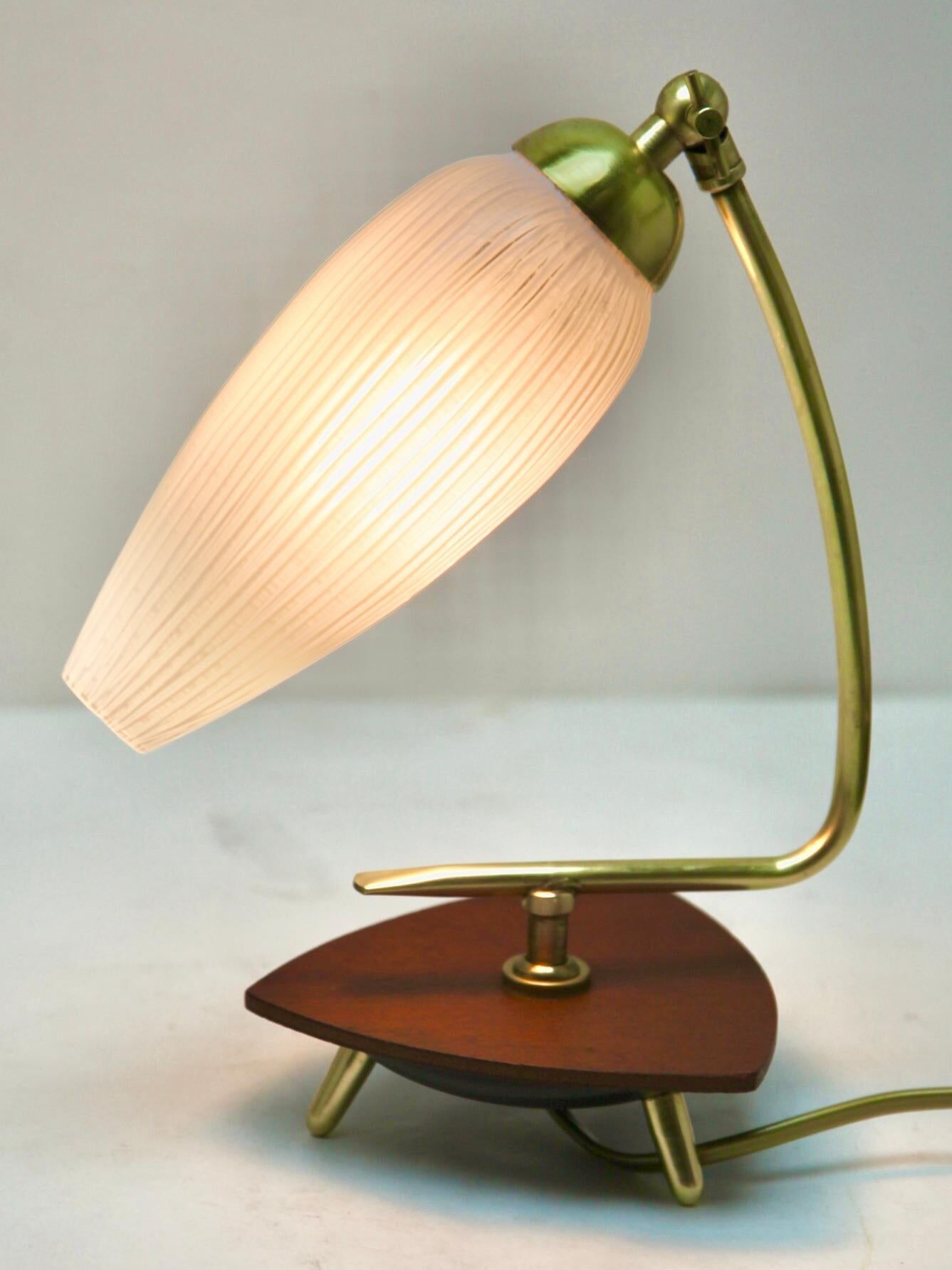 Vintage lamp with white glass lampshade and brass fitting