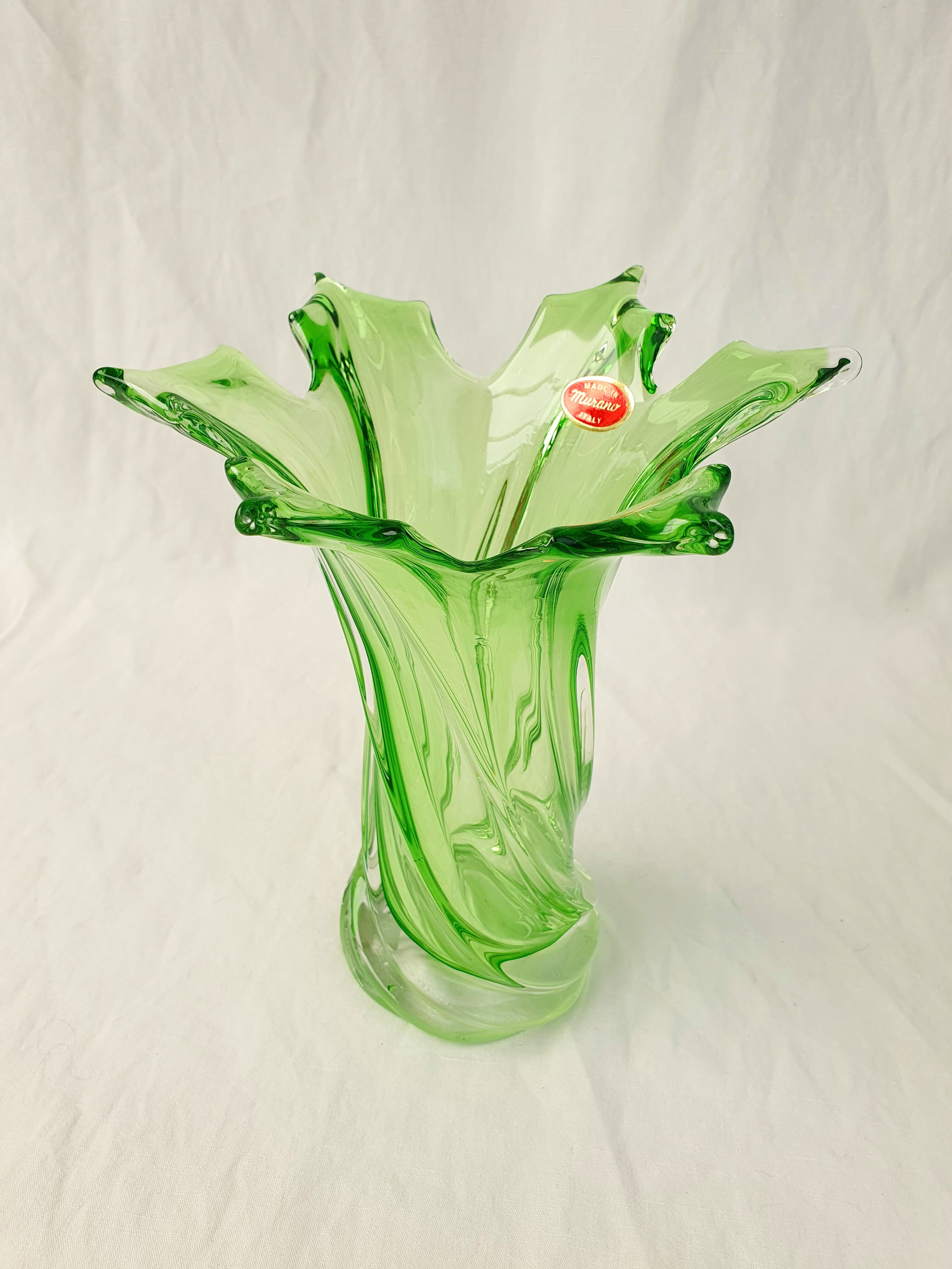 Vase Sommerso Floral Murano 1970 Italie