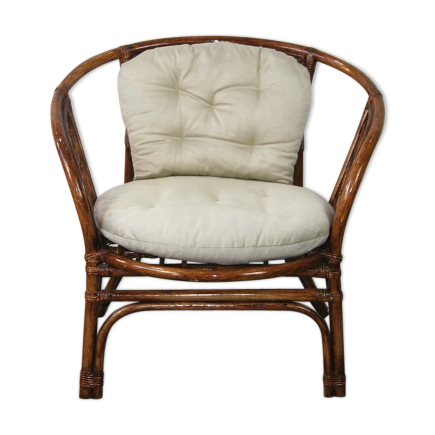 Vintage rattan armchair with cushions 1970